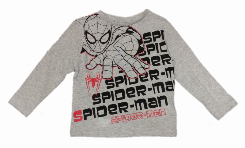 Spiderman Langarmshirt für Jungen in grau mit Schriftzug "Spider-Man"